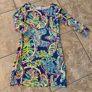 Lilly Pulitzer paisley dress with quarter length sleeves